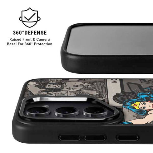 DC Comics Wonder Woman Vintage pose pattern Galaxy S25 Ultra Kickstand Case